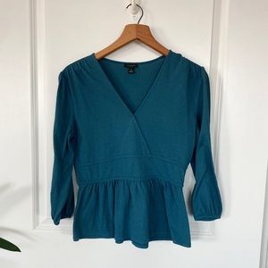 Ann Taylor Factory teal peplum blouse